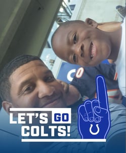 man and son at Indianapolis Colts game - Brandon Bond, MBA | Brandon's Story: Looking for Something Different