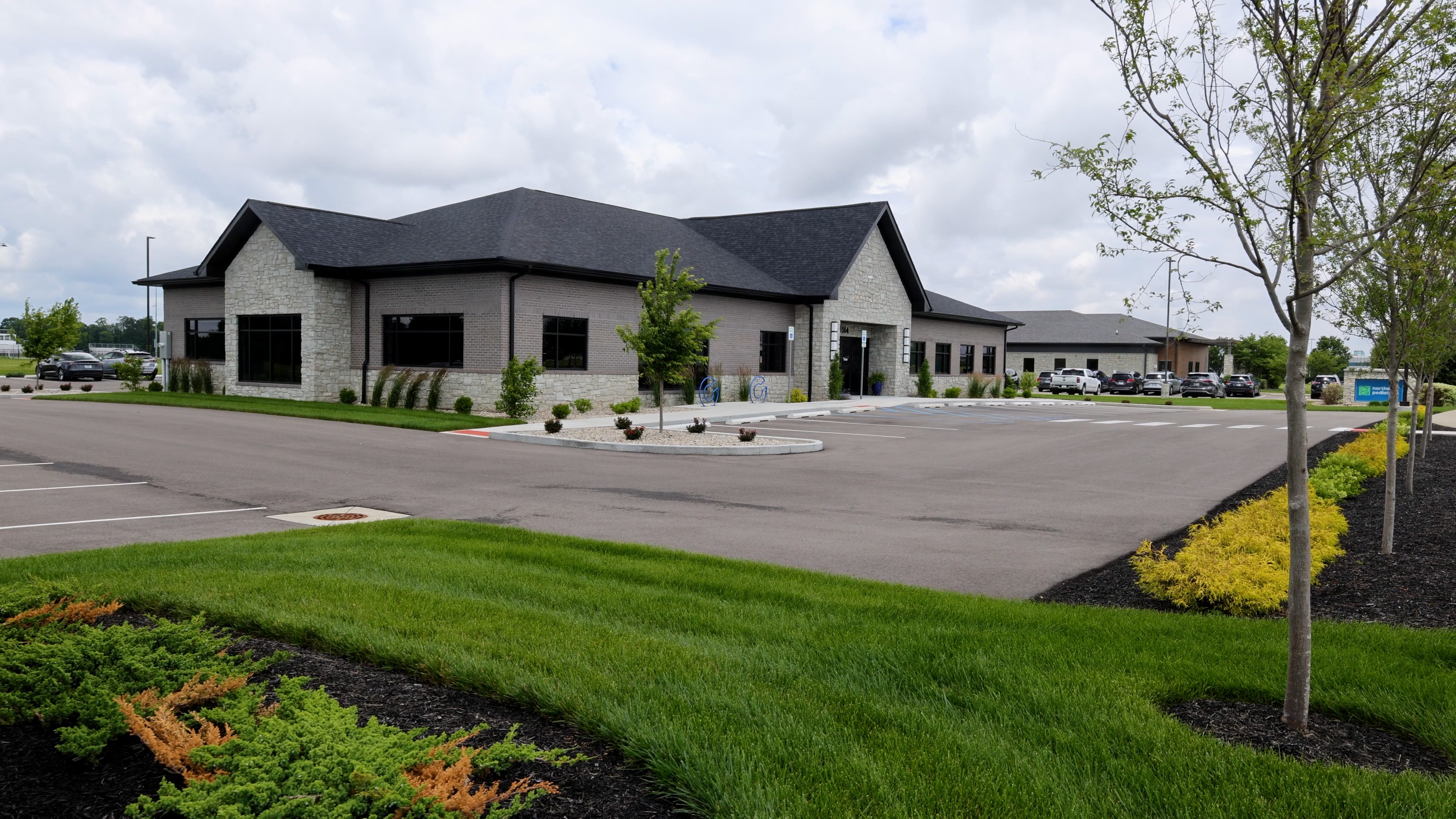 Columbus, Indiana Office Building Exterior and Parking Lot